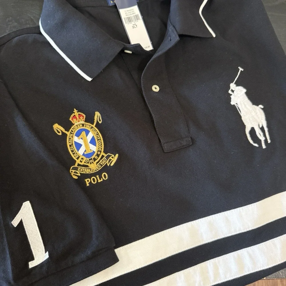 Polo Ralph Lauren Black 2XLT Big Pony 1 Short Sleeve Shirt New Tags Old Money